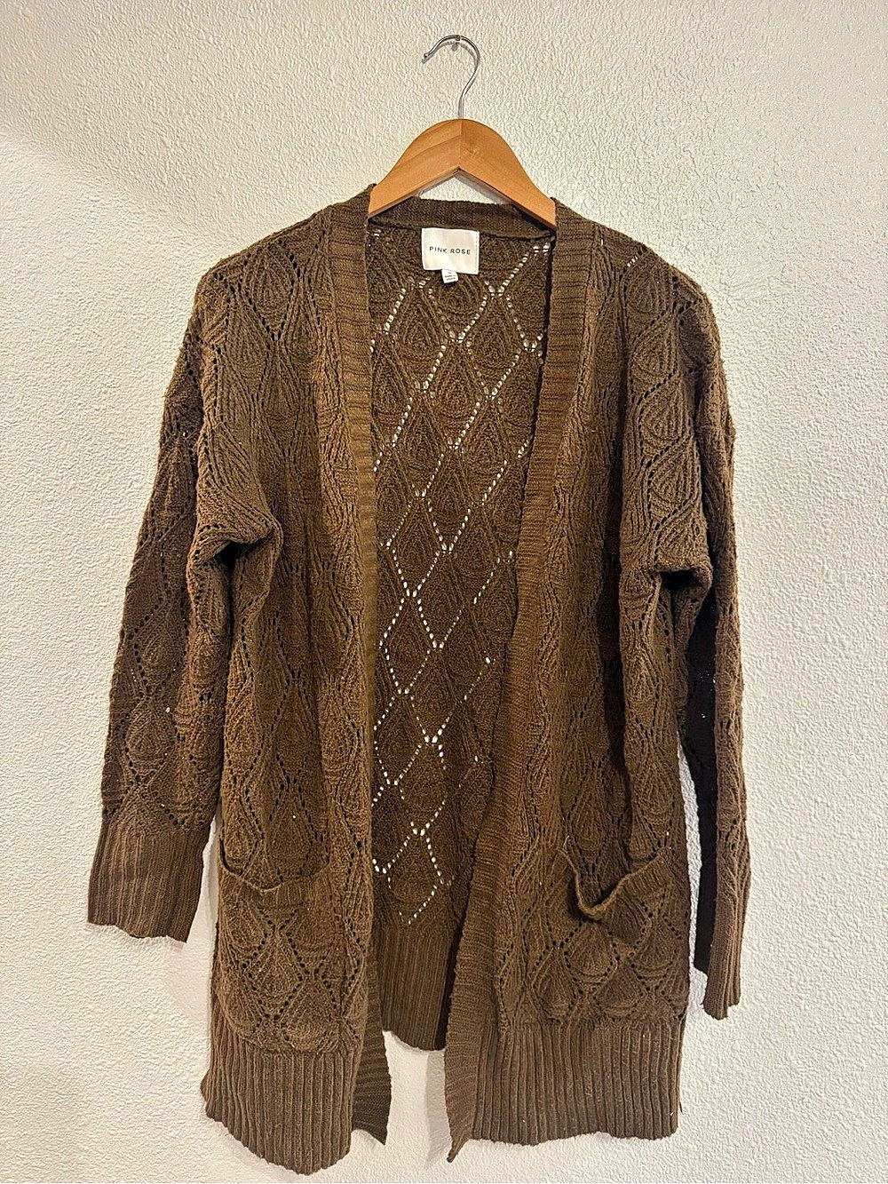 Pink Rose Women's Brown Knit Cardigan
